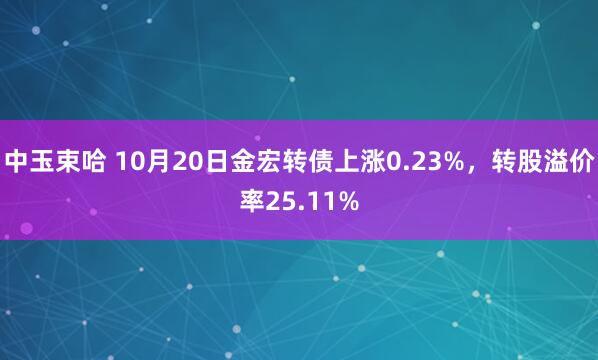 中玉束哈 10月20日金宏转债上涨0.23%，转股溢价率25.11%